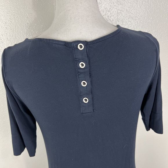 Adrienne Vittadini Dress Women Small Blue Stretch Short Sleeve Solid Casual - Picture 12 of 14
